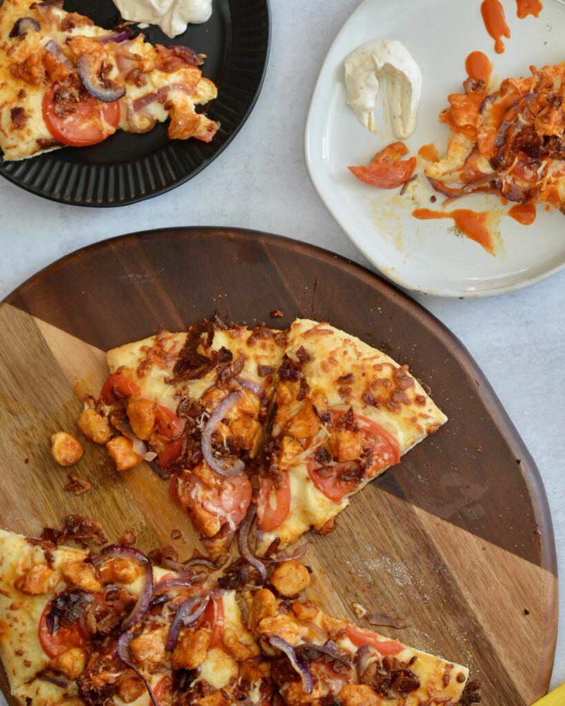 Amazing Buffalo Chicken Pizza | Made with our super popular no-rise time pizza dough and topped with a perfect combination of toppings. Simple weeknight meal comes together in minutes.