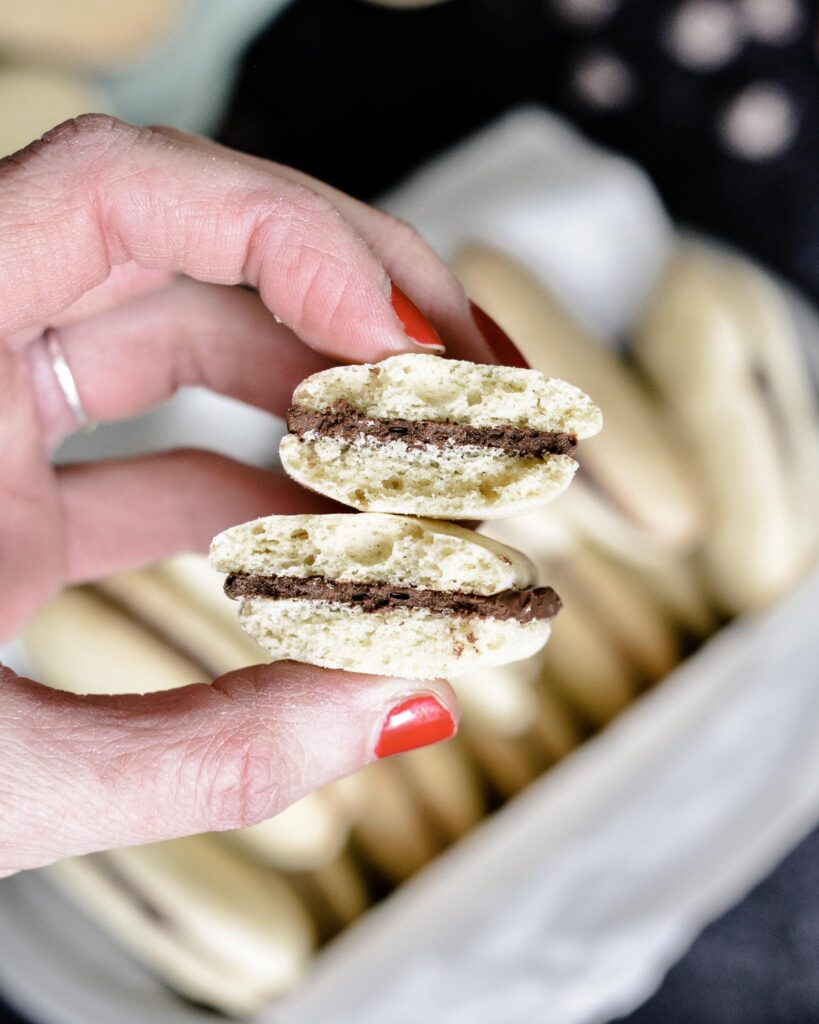 Copycat Milano Cookies | Gluten free and Dairy free. Perfectly crispy cookie with dark chocolate filling. Very simple recipe.
