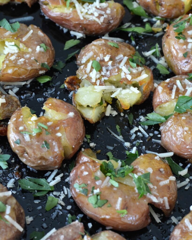 Crisp skin and tender inside, these smashed potatoes are bursting with flavor and are super simple to make. Goes great with just about ANY dinner.