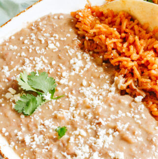 Restaurant style refried beans made in the Instant Pot. Totally easy and way better than the stuff out of the can!
