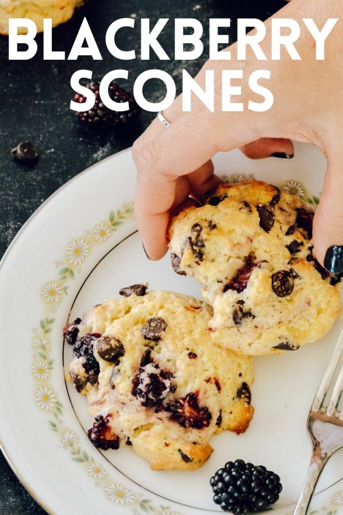 Quick drop scones with so much flavor - filled with blackberries and dark chocolate. Whip these up today. Only 30 minutes start to finish. #scones #blackberry #darkchocolate