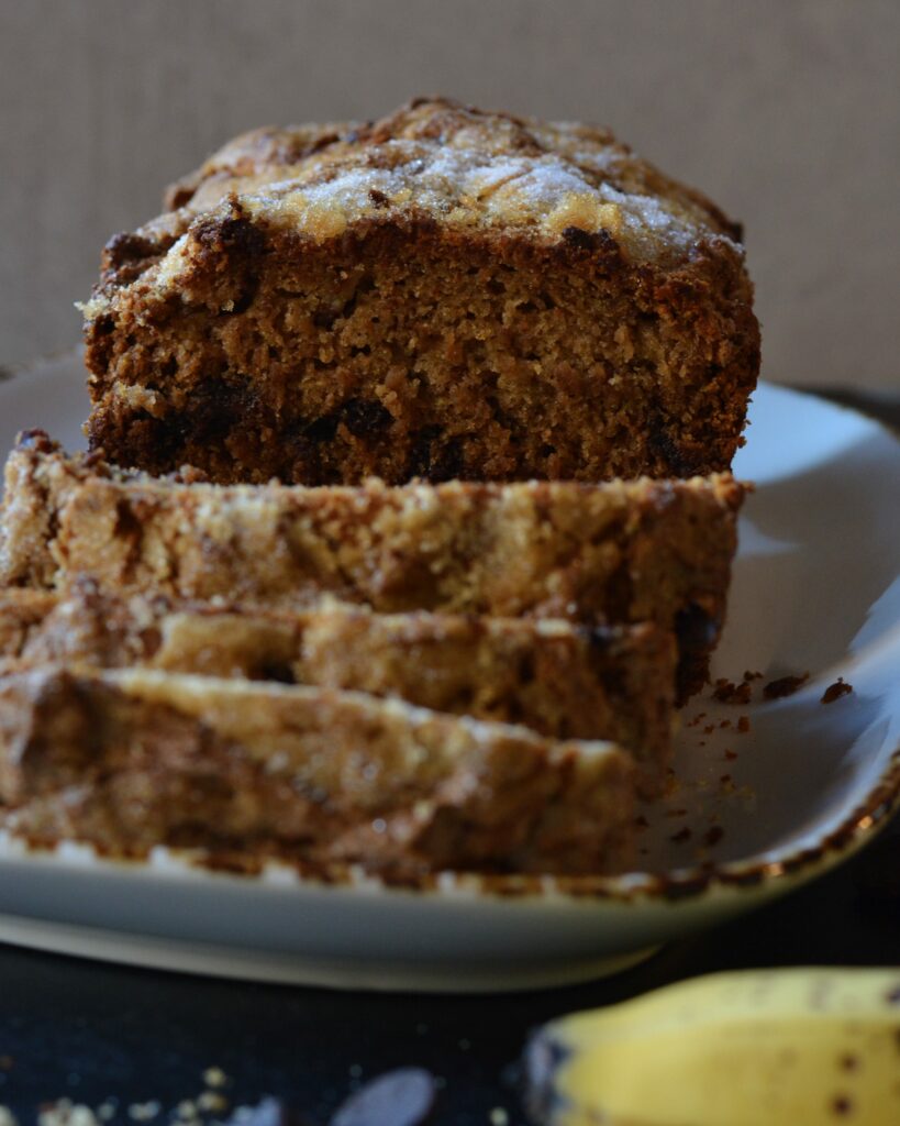 Banana Chocolate Chip Bread | Gluten Free Option. Simple recipe with minimal sugar. Perfect treat or breakfast for the whole family.