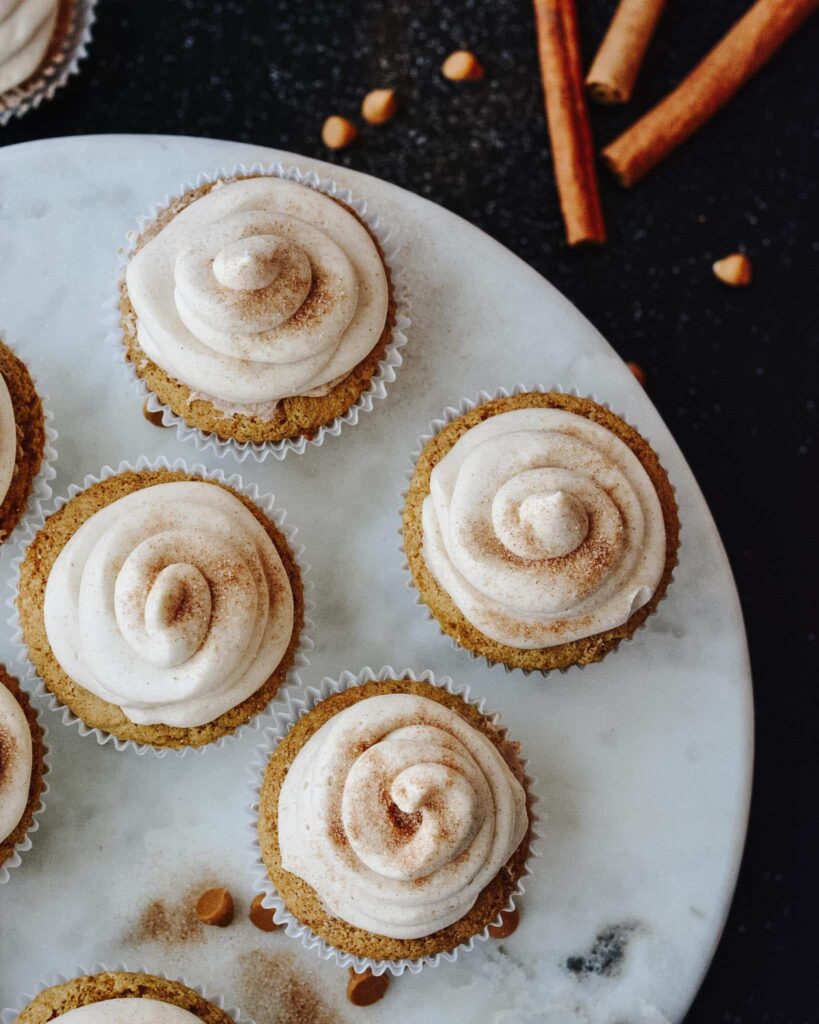Butterscotch Cupcakes and Cinnamon Cream Cheese Frosting - Lightly sweet cupcakes made with melted butterscotch chips and topped with a simple cinnamon frosting. Perfect flavor combination, the ultimate fall flavor.