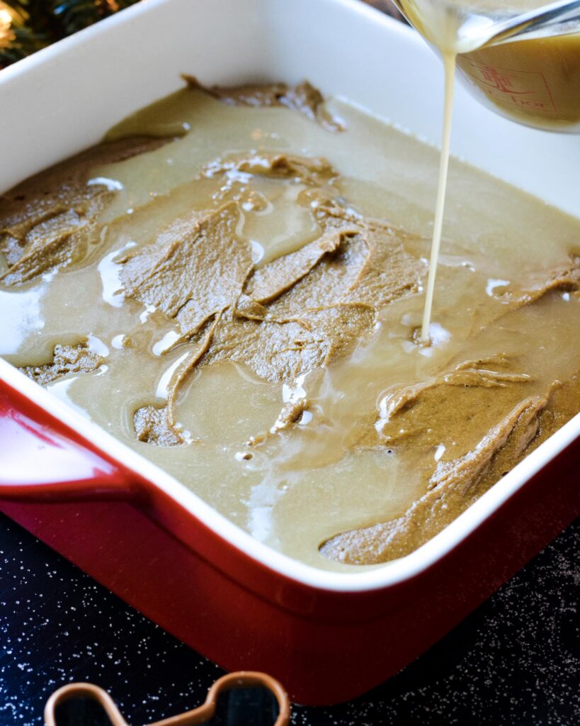 Gingerbread Cake with a warm ginger sauce base, unlike any winter cake you've ever had. Perfectly spiced with ginger, cinnamon, nutmeg and cloves.