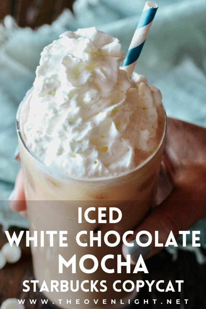 Iced White Chocolate Mocha Recipe | Starbucks Copycat. Easy to mix up for your favorite time to enjoy get your jolt. Only 2 ingredients for the sauce and lots of tips if you don't have an espresso machine. #starbuckscopycat #whitemocha #whitechocolate