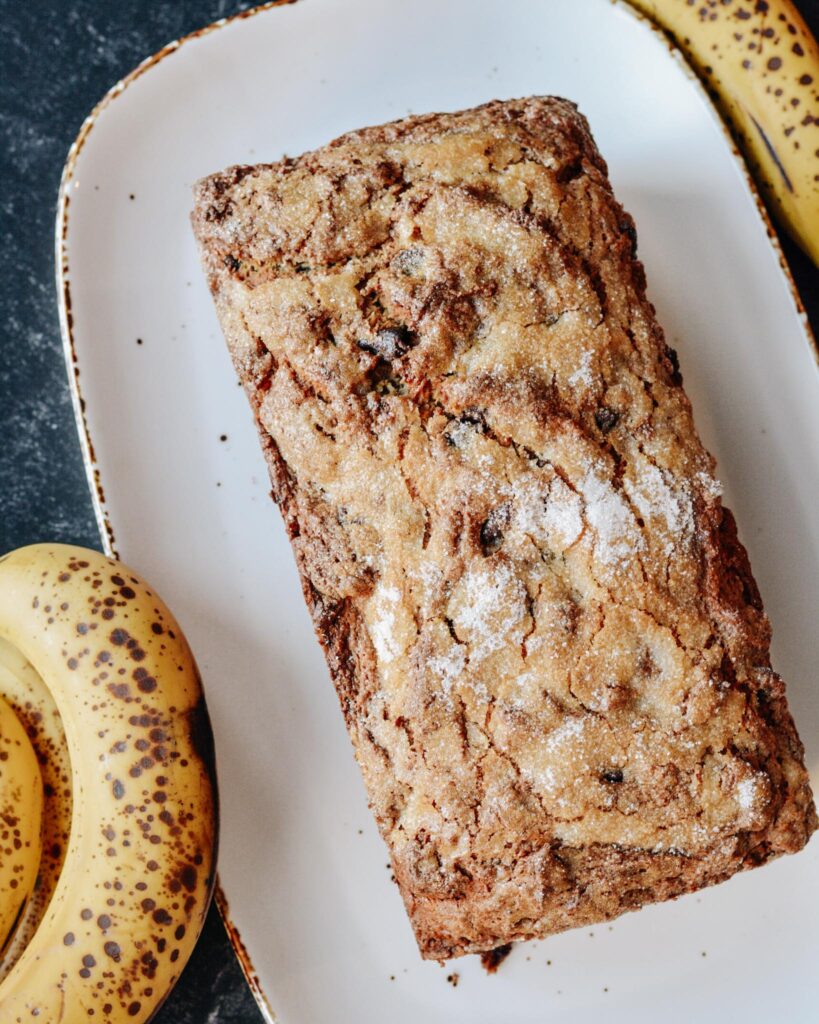 Banana Chocolate Chip Bread | Gluten Free Option. Simple recipe with minimal sugar. Perfect treat or breakfast for the whole family.