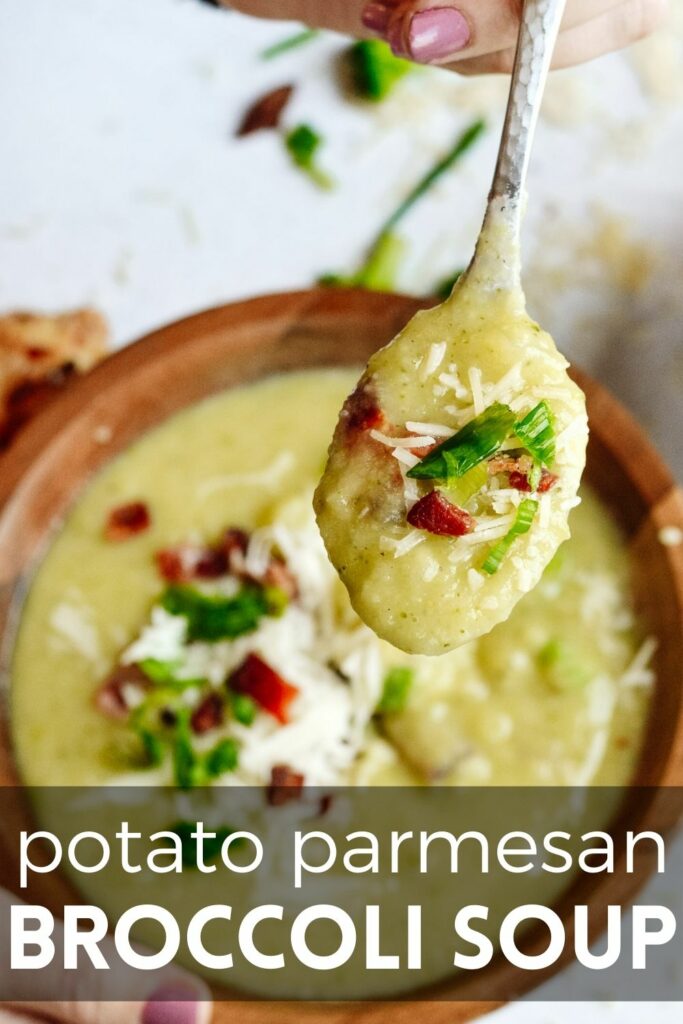 Really Easy Broccoli Potato Soup | Blended potatoes and broccoli with spices and parmesan cheese. Simple, quick and hearty. The perfect weeknight recipe. #soup #weeknight #easydinner