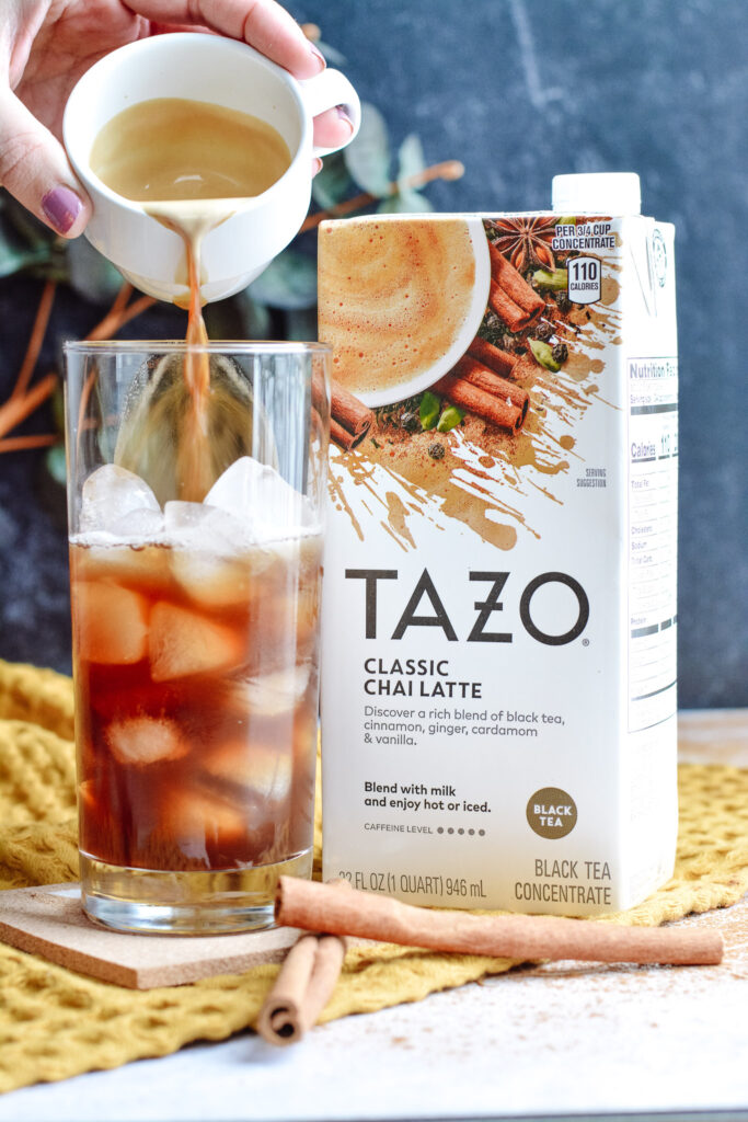 Dirty Iced Chai Drink made with only 3 ingredients. Completely delicious and easy to make regular or decaf. Who knew coffee and tea could taste so amazing together?!