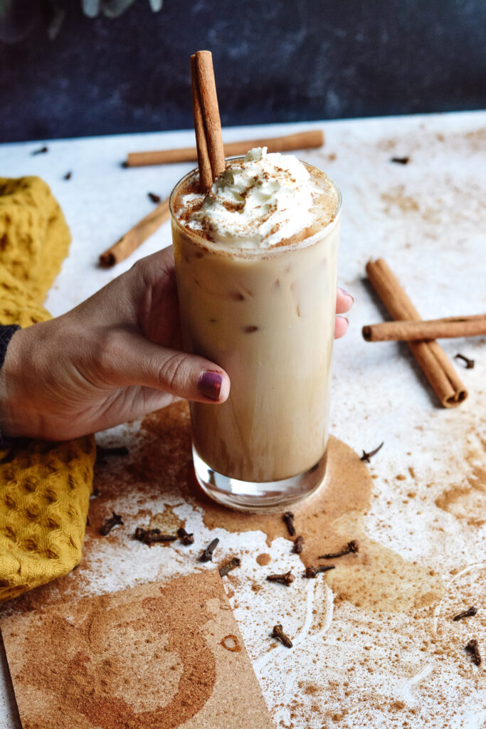 Dirty Iced Chai Drink made with only 3 ingredients. Completely delicious and easy to make regular or decaf. Who knew coffee and tea could taste so amazing together?!