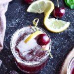 Black Cherry Whiskey Sour | Amazing cocktail with simple ingredients. Sparkling water, black cherry juice, whiskey and sweetener. Drink up!