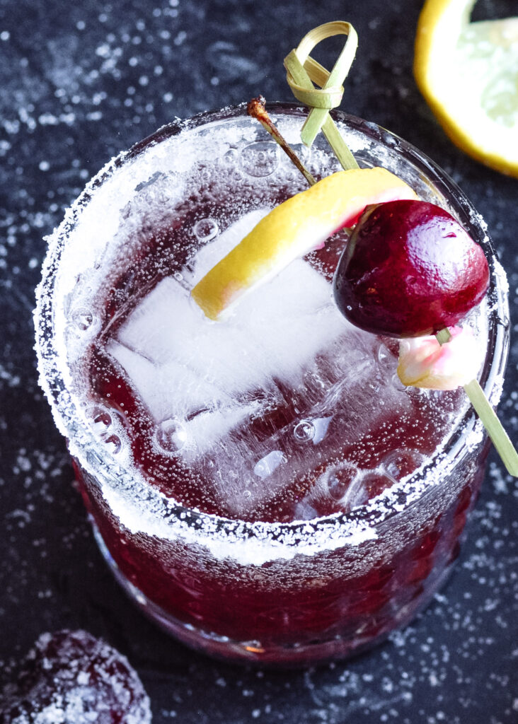 Black Cherry Whiskey Sour Cocktail