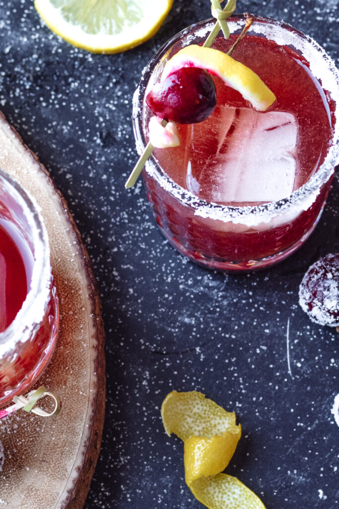 Black Cherry Whiskey Sour | Amazing cocktail with simple ingredients. Sparkling water, black cherry juice, whiskey and sweetener. Drink up!