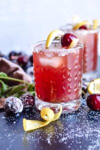 Black Cherry Whiskey Sour | Amazing cocktail with simple ingredients. Sparkling water, black cherry juice, whiskey and sweetener. Drink up!