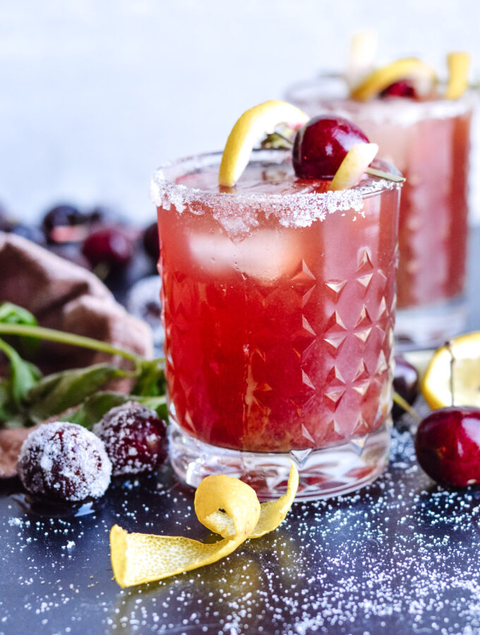 Black Cherry Whiskey Sour | Amazing cocktail with simple ingredients. Sparkling water, black cherry juice, whiskey and sweetener. Drink up!