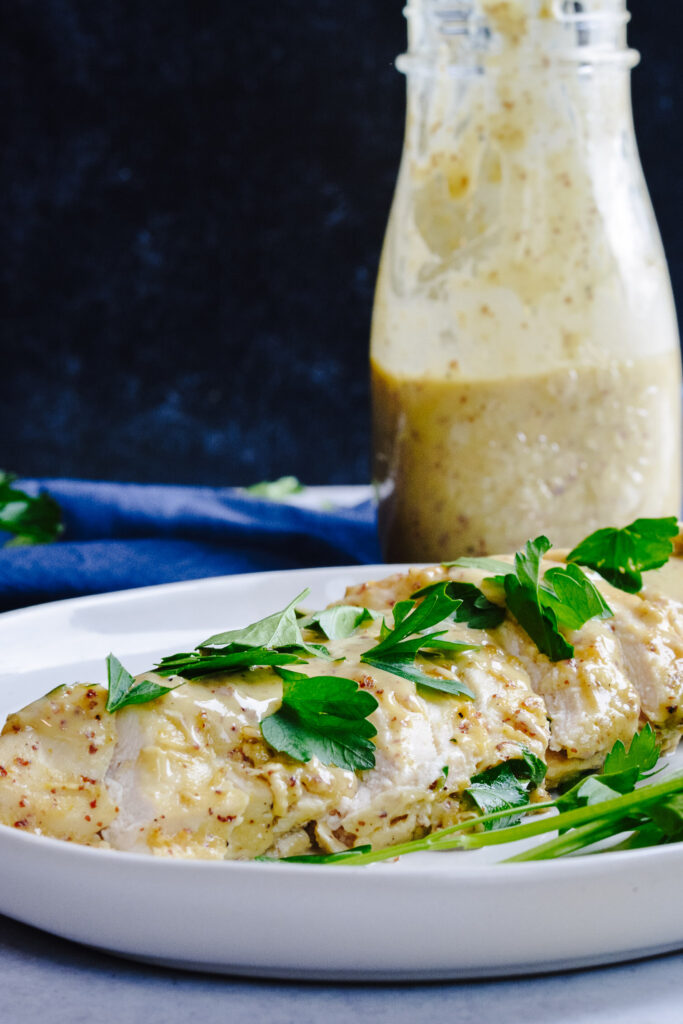 Honey Mustard Chicken Marinade | Yogurt, whole grain mustard and honey. Makes tender, flavorful chicken every time. Also a perfect dipping sauce. #honey #mustard #chickenmarinade