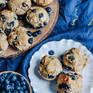 Healthy Blueberry Muffins—Lighten up your morning muffin recipe with this delicious healthy muffin recipe.