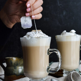 London Fog Hot Tea and Steamed Milk. Deliciously sweet winter drink.