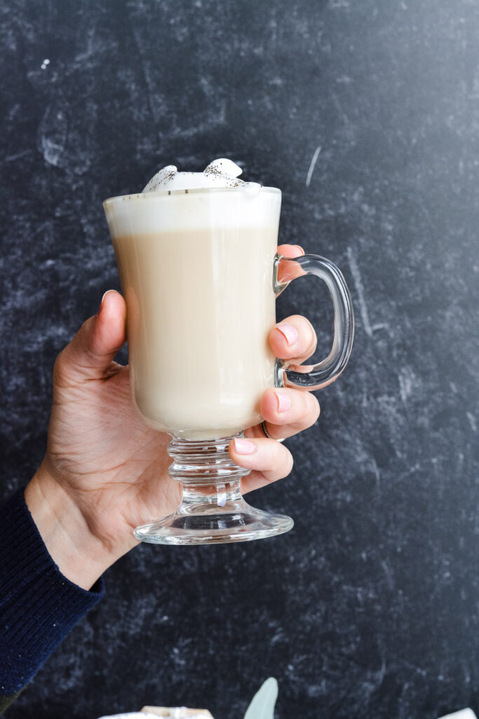 London Fog Hot Tea and Steamed Milk. Deliciously sweet winter drink.