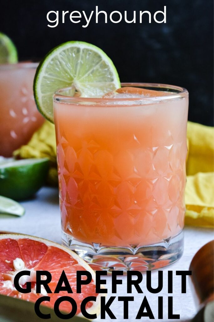 Greyhound Cocktail—Grapefruit, sparkling water, vodka and lime. #cocktail #grapefruit #aperitif