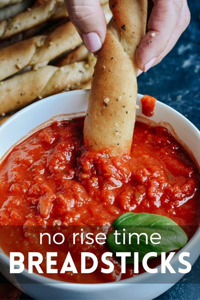No Rise Time Garlic & Herb Breadsticks #quickbaking #italian #breadsticks
