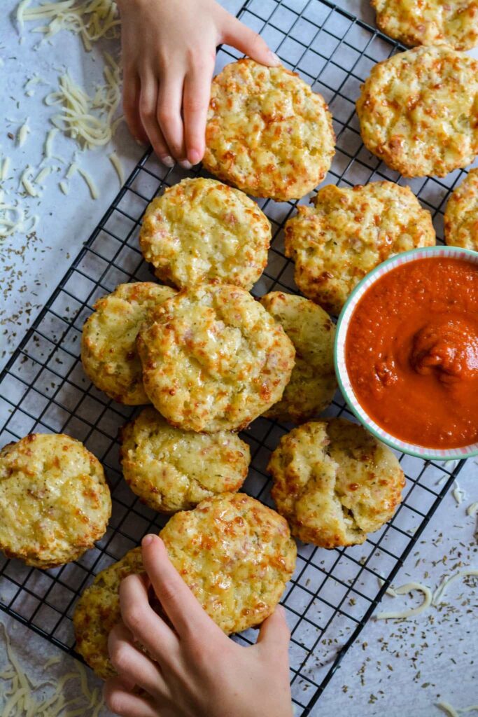 Italian Drop Biscuits - Salami, Mozzarella and Italian Seasoning. Gluten Free and completely delicious. Dip in marinara for a great appetizer!