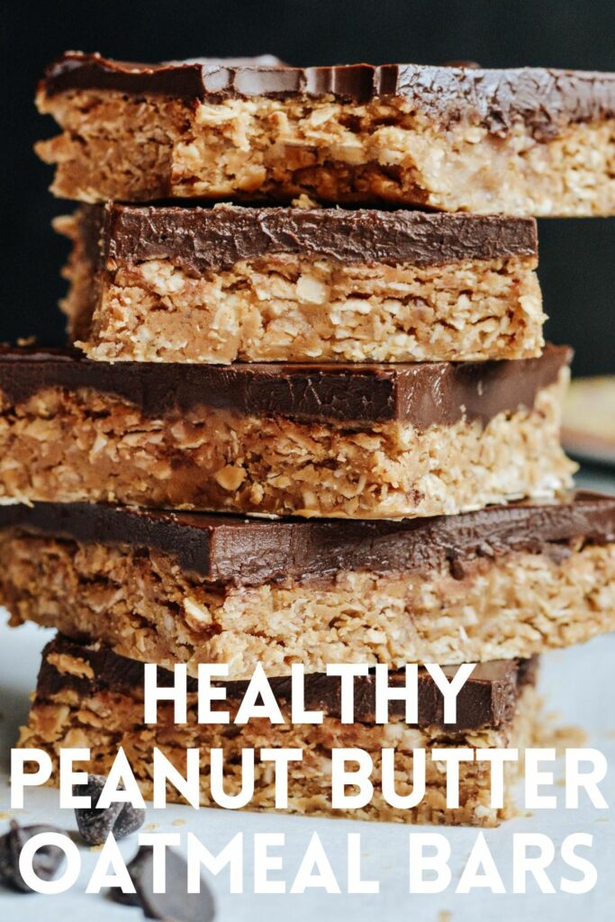 Healthy Peanut Butter Oatmeal Bars — sweetened with maple syrup, filled with oatmeal, flaxseed and peanut butter. Only 6 ingredients.