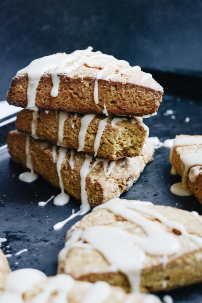 Gluten Free Pumpkin Scones are a delightful treat for the fall. Comes together in under 30 minutes. Great for breakfast, snack or dessert.