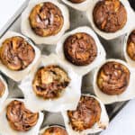 Nutella banana muffins in muffin tin.
