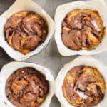 Nutella Banana Muffins in muffin tin.